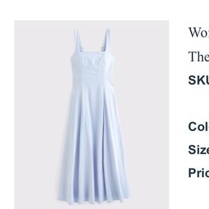 Abercrombie & Fitch Blue A-Line Midi Mila Dress